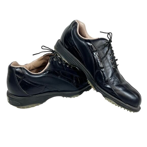 Footjoy Icon Wave Golf Shoes Men 9.5 Black Leather Soft Spikes 52291 Used - Picture 1 of 11